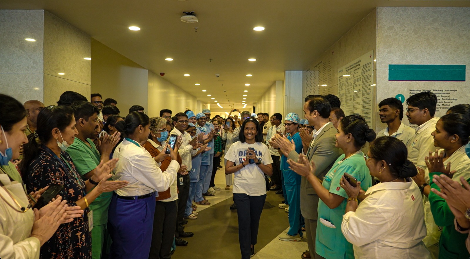 The honor walk—hospital staff lining the corridor