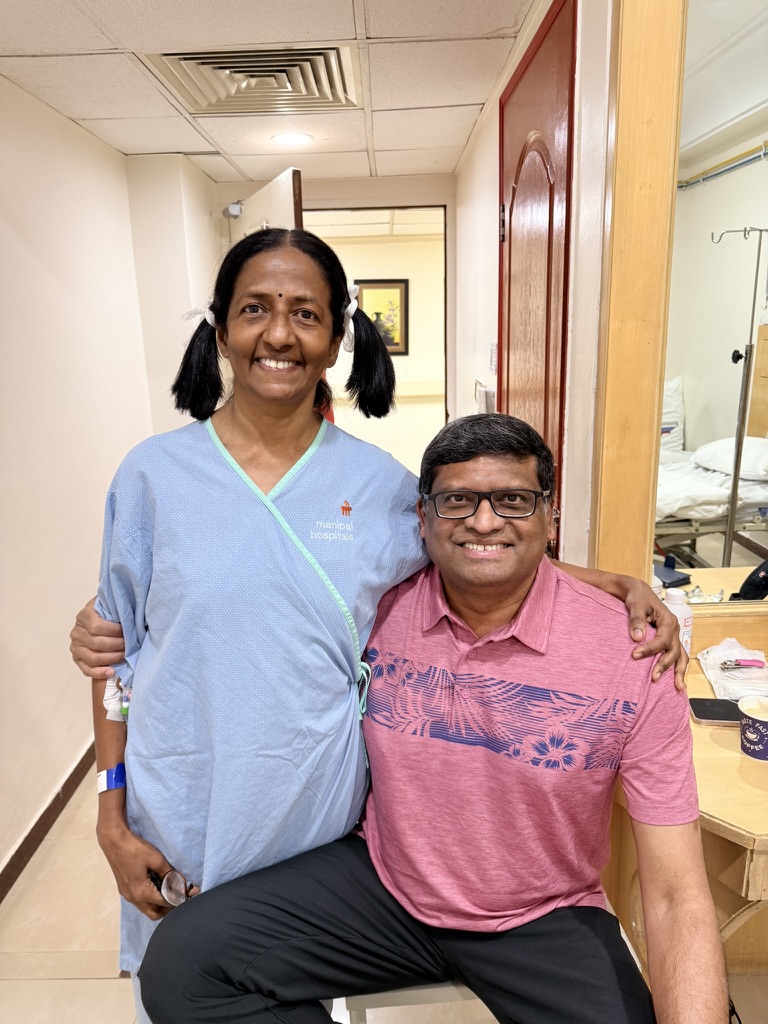 Meena with her brother Raj before surgery